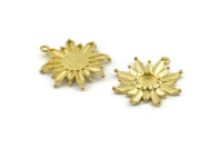 Brass Badge Charm, 4 Raw Brass Rosette Charms With 1 Loop, Pendants, Earrings (28x26mm) N0835