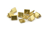 Brass Ribbon Crimp, 12 Raw Brass Ribbon Crimp Ends (11mm) D0380