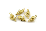 Brass Rose Charm, 8 Raw Brass Flower Charm Earrings With 1 Loop, Pendants, Findings (18x8mm) N0868