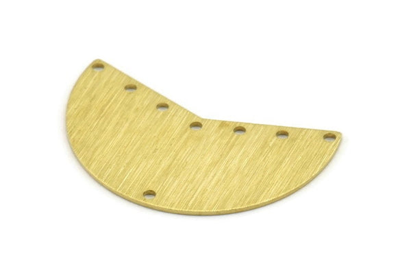 Brass Moon Charm, 6 Textured Raw Brass Moon Charms With 8 Holes, Blanks (38x18x0.80mm) M276