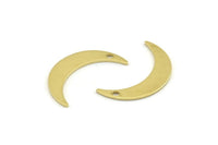 Brass Moon Charm, 24 Raw Brass Crescent Moon Charms With 1 Hole (22x5x0.80mm) M408