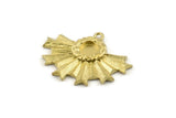 Brass Badge Charm, 2 Raw Brass Rosette Charm Pendants With 1 Loop, Earrings - Pad Size 6mm (31x24mm) N0747