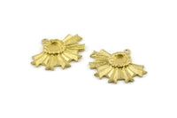 Brass Badge Charm, 2 Raw Brass Rosette Charm Pendants With 1 Loop, Earrings - Pad Size 6mm (31x24mm) N0747