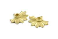 Brass Badge Charm, 2 Raw Brass Rosette Charm Pendants With 1 Loop, Earrings - Pad Size 6mm (33x25mm) N0748