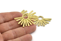 Brass Badge Charm, 2 Raw Brass Rosette Charm Pendants, Earrings, Findings (40x26mm) N0758