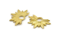 Brass Badge Charm, 2 Raw Brass Rosette Charm Pendants, Earrings, Findings (33x22mm) N0760