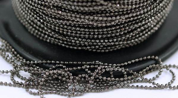 Gunmetal Black Chain, 1 Meter - 3.3 Feet (1mm) Gunmetal Brass Faceted Ball Chain Z009