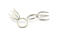 Claw Ring Settings - 925 Silver 6 Claw Ring Blanks For Natural Stones N0054