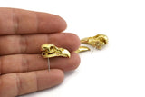 Brass Bird Earring, 2 Raw Brass Bird Skull Stud Earrings (25x11.5x7mm) N0957