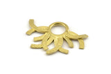 Brass Badge Charm, 2 Raw Brass Rosette Charms, Pendants, Earrings, Findings (35x24mm) N0969