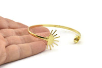 Brass Sun Cuff,  Raw Brass Sunshine Cuff Stone Setting With 1 Pad -  Pad Size 8mm N0984