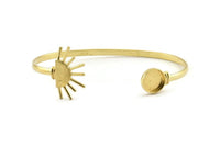 Brass Sun Cuff,  Raw Brass Sunshine Cuff Stone Setting With 1 Pad -  Pad Size 10mm N0985