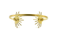 Brass Sun Cuff,  Raw Brass Sunshine Cuff Stone Setting With 1 Pad -  Pad Size 4mm N0989