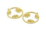 Brass Monstera Charm, 2 Raw Brass Monstera Charms With 1 Loop (36x34x1.5mm) N1351