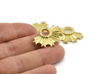 Brass Badge Charm, 2 Raw Brass Rosette Charms, Pendants, Earrings, Findings (31x21mm) N0785