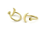 Brass Ring Settings, 10 Raw Brass Moon And Planet Ring With 1 Stone Setting - Pad Size 4mm N0799