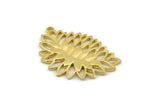 Brass Leaf Charm, 6 Raw Brass Leaf Motif Charms With 1 Loop, Pendants, Earrings, Findings (36x25mm) N0826