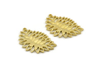 Brass Leaf Charm, 6 Raw Brass Leaf Motif Charms With 1 Loop, Pendants, Earrings, Findings (36x25mm) N0826