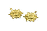 Brass Badge Charm, 4 Raw Brass Rosette Charms With 1 Loop, Pendants, Earrings (28x21mm) N0827