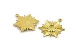 Brass Badge Charm, 4 Raw Brass Rosette Charms With 1 Loop, Pendants, Earrings (28x21mm) N0827