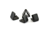 Black Ribbon Crimp, 12 Oxidized Brass Black Ribbon Crimp Ends (9x8mm) A0638 S1101