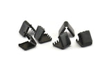 Black Ribbon Crimp, 12 Oxidized Brass Black Ribbon Crimp Ends (9x8mm) A0638 S1101