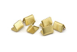 Brass Ribbon Crimp, 12 Raw Brass Ribbon Crimp Ends (12mm) D0114