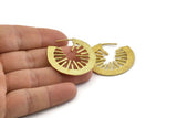 Brass Earring Findings, 2 Textured Raw Brass Stud Earrings (36x33mm) N1025