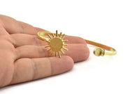 Brass Sun Cuff,  Raw Brass Sun Cuff Stone Setting With 1 Pad -  Pad Size 6mm N1035