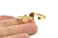 Brass Ring Settings, 3 Raw Brass Moon And Planet Ring With 1 Stone Setting - Pad Size 3mm N1065