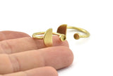 Brass Ring Settings, 3 Raw Brass Moon And Planet Ring With 1 Stone Setting - Pad Size 3mm N1065