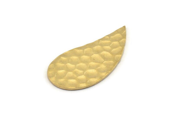 Brass Drop Charm, 4 Hammered Raw Brass Drop Blanks, Stamping Blanks (34x17x1.2mm) M491