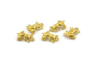 Brass Frog Charm, 6 Raw Brass Frog Charm Earrings With 1 Loop, Pendants, Findings (11x16mm) N0907