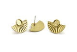 Brass Sun Earring, 4 Raw Brass Sunshine Stud Earrings - Pad Size 6mm (22x15mm) N1115