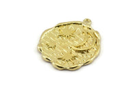 Brass Moon Charm, 2 Raw Brass Moon And Sun Charms With 1 Loop (32x27mm) N1140