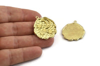 Brass Moon Charm, 2 Raw Brass Moon And Sun Charms With 1 Loop (32x27mm) N1140