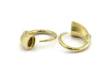 Brass Ring Setting, 2 Raw Brass Horn Ring With 1 Stone Setting - Pad Size 8mm N1138