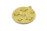 Brass Sun Charm, 2 Raw Brass Sun Charms With 1 Loop, Findings, Earrings (29x25mm) N1145