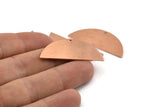 Semi Circle Charm, 6 Raw Copper Half Moon Charms With 1 Hole, Stamping Blank (39x15x0.80mm) M528