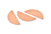 Semi Circle Charm, 6 Raw Copper Half Moon Connectors With 4 Holes, Stamping Blank (39x15x0.80mm) M533