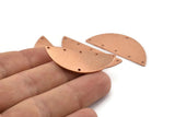 Semi Circle Charm, 6 Raw Copper Half Moon Connectors With 6 Holes, Stamping Blank (39x15x0.80mm) M536