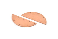 Semi Circle Charm, 6 Raw Copper Half Moon Connectors With 8 Holes, Stamping Blank (39x15x0.80mm) M535