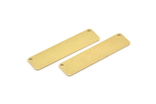 Brass Necklace Bar, 10 Raw Brass Rectangle Stamping Blanks With 2 Hole, Pendants (40x10x0.80mm) M564