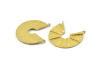 Brass Ethnic Pendant, 2 Raw Brass Textured Pendants With 2 Loops, Charms, Findings, Earrings (34x33mm) N0968