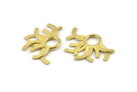 Brass Badge Charm, 2 Raw Brass Rosette Charms, Pendants, Earrings, Findings (35x24mm) N0969