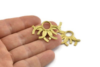 Brass Badge Charm, 2 Raw Brass Rosette Charms, Pendants, Earrings, Findings (35x24mm) N0969