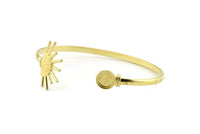 Brass Sun Cuff,  Raw Brass Sunshine Cuff Stone Setting With 1 Pad -  Pad Size 8mm N0984