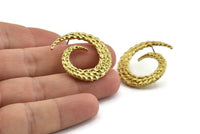 Brass Horn Earring, 2 Raw Brass Horn Stud Earrings (30x27x3mm) N1040