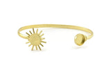 Brass Sun Cuff,  Raw Brass Sun Cuff Stone Setting With 1 Pad -  Pad Size 10mm N1034