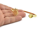 Brass Sun Cuff,  Raw Brass Sun Cuff Stone Setting With 1 Pad -  Pad Size 10mm N1034